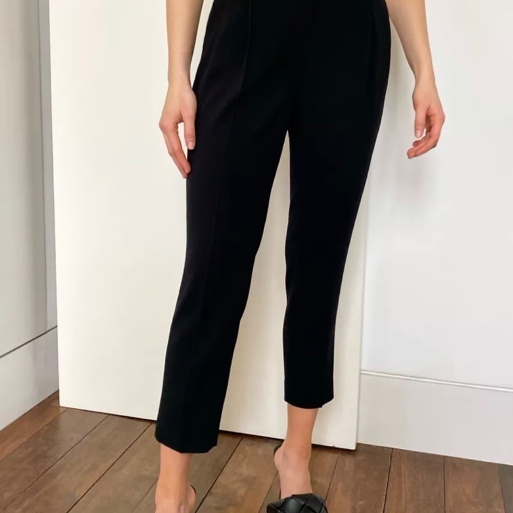 ARITZIA Babaton Cohen Cropped Mid-Rise Pleated Trouser Pants, Black, Size 4 - Picture 2 of 16